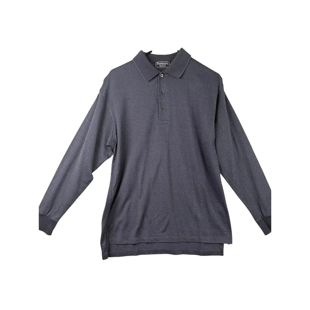 Burberry’s Blue Textured Polo - Size S - Long Sleeve Classic Luxury Style - Picture 3 of 8